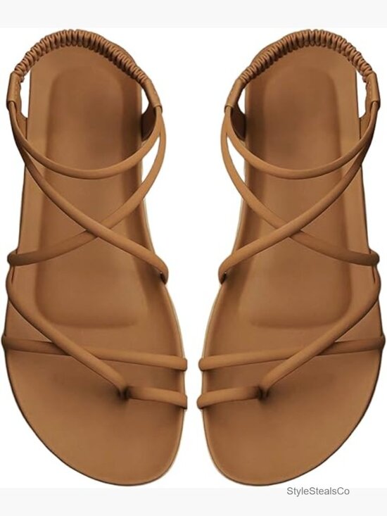 Strappy Flat Sandals Dressy Open Toe Ankle Strap Summer Beach Thong Slide